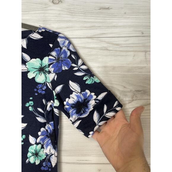 Karen Scott Shirt Womens Petite PP Floral Border Print Crewneck Short Sleeve - Picture 3 of 10